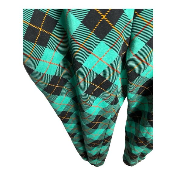 Shinesty Green & Black FrenchTerry Cloth Plaid‎ Overalls Size XL 90s Vibes - Picture 11 of 15